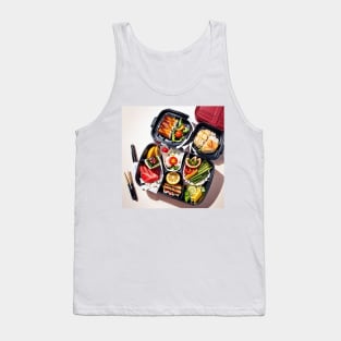 Poodle Pattern Hidden in Sushi Illustration Tank Top